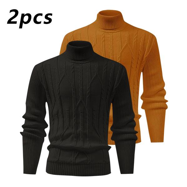 Men's Turtleneck Warm Sweater, Vintage Cable Knit Style