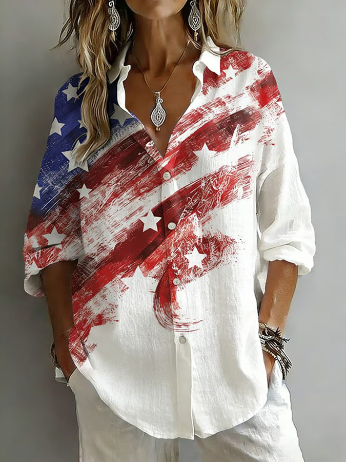 Women'S Casual American Independence Day 250Th Anniversary Printed Casual Shirt
