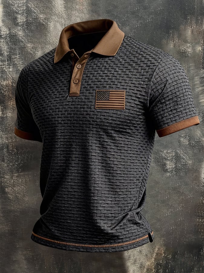 Men's Retro Color-Block Textured Fabric 