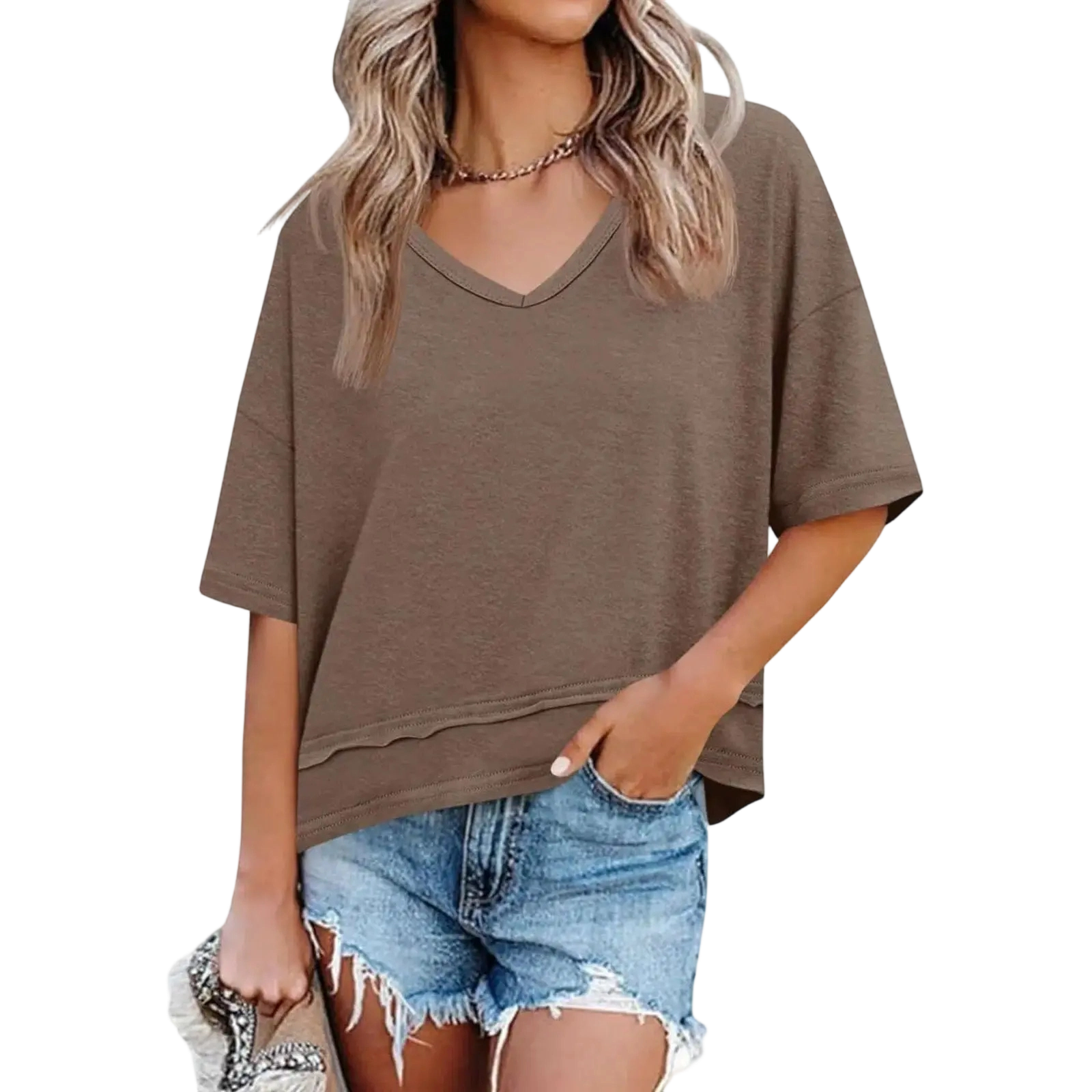 Last Chance! 5 Pieces for $24 – Today Only! Women's Summer V Neck T Shirts Casual Short Sleeve Flowy Tops Cute Loose Fit Basic Tees Soft