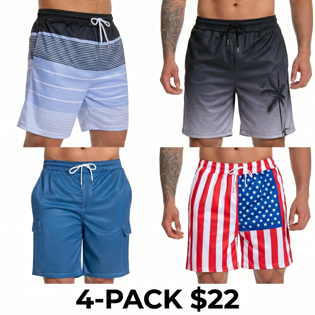 Men's 2-in-1 Swim Trunks – Compression Liner, No-Chafing Boardshorts with Pockets