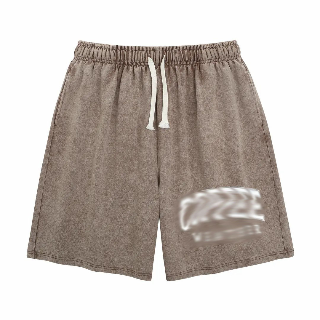 Unisex Acid Wash Graphic Sweat Shorts – Cotton Baggy Casual with Pockets