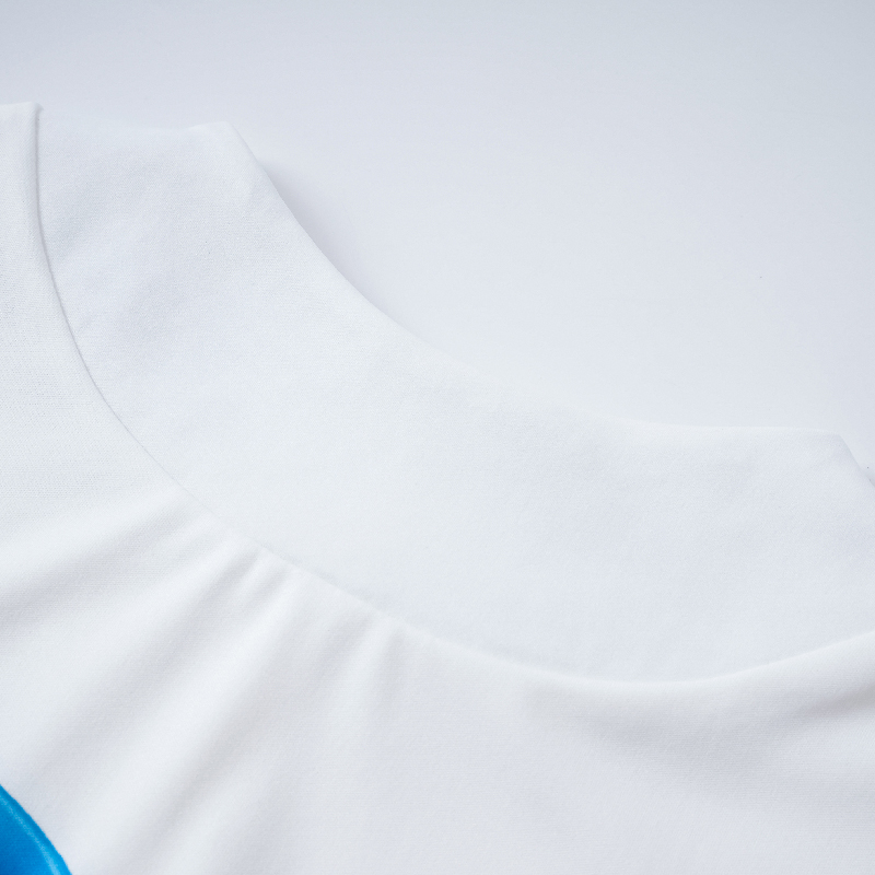 Cap Sleeve Loose Multi-Colored Printed High-Neck T-Shirts Tops