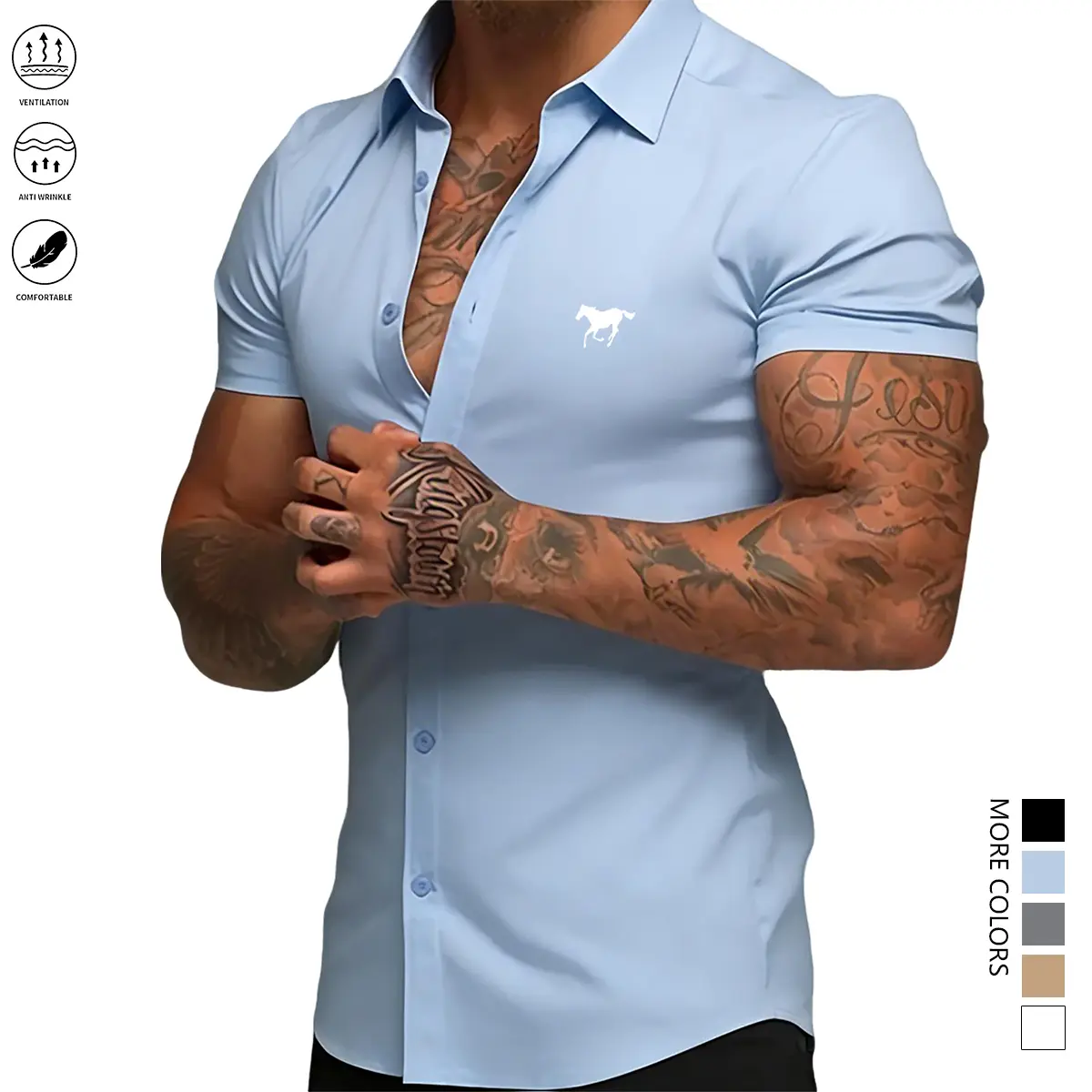 Men's Slim-Fit Short-Sleeve Shirt — Lightweight Summer Shirt