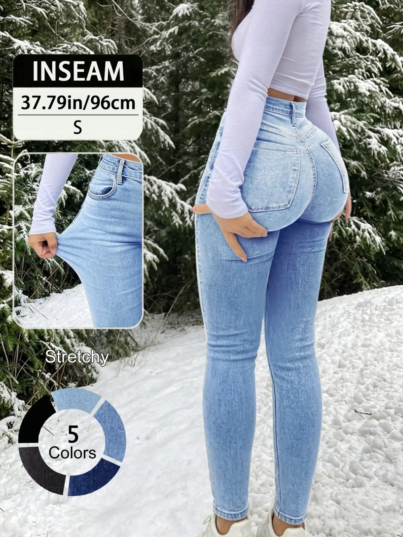 Elegant High Waist Long Skinny Denim Jeans for Women