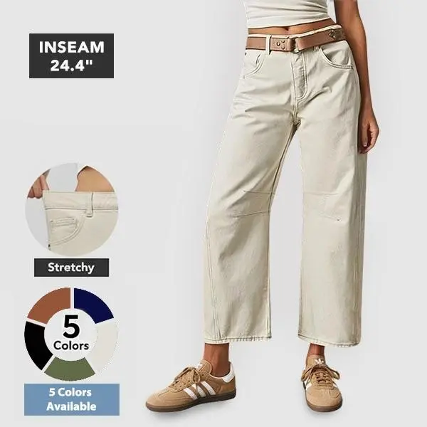 Cropped skinny jeans, no belt, casual summer style