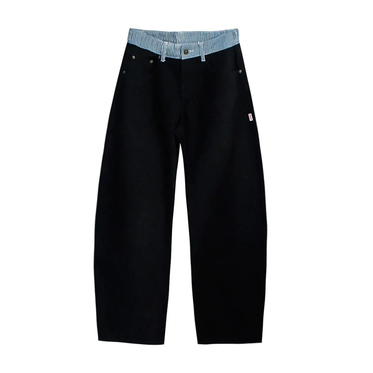 Adjustable low-rise loose straight-leg jeans