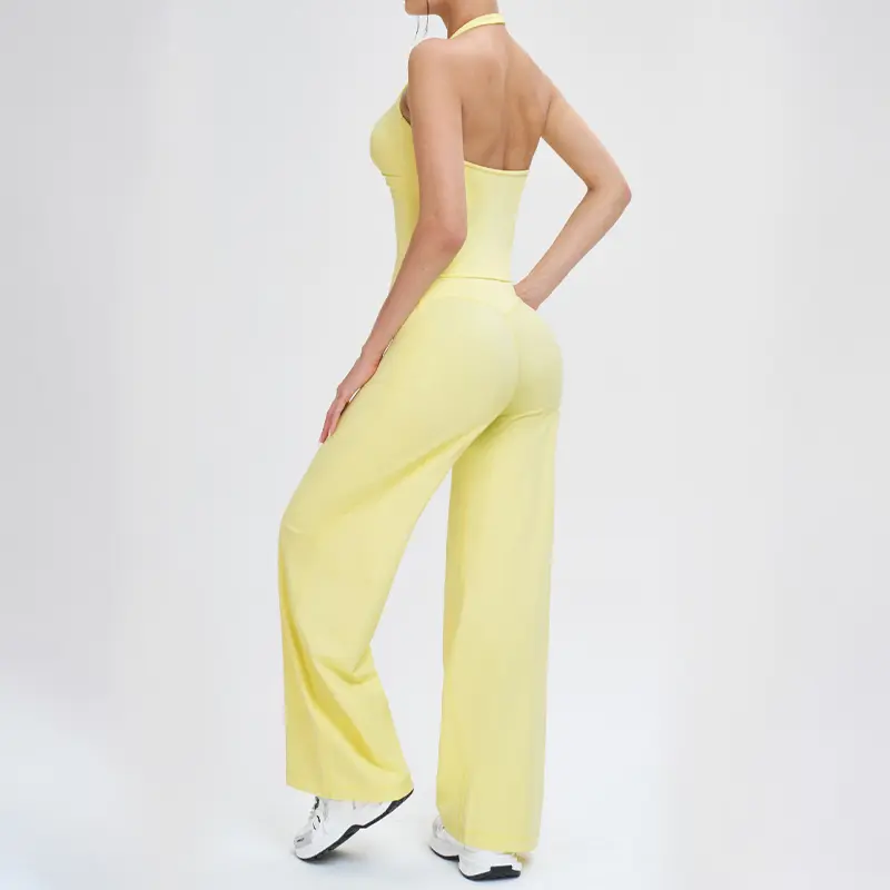 Women's 2-Piece Stretchy Workout Set - V-Neck Halter Top & High-Waisted Flare Leggings, NVWA Mother's Day Gift, Gym Training Attire, Pilates Athleisure Matching Outfit Set, 2 Piece Sets,summerwins