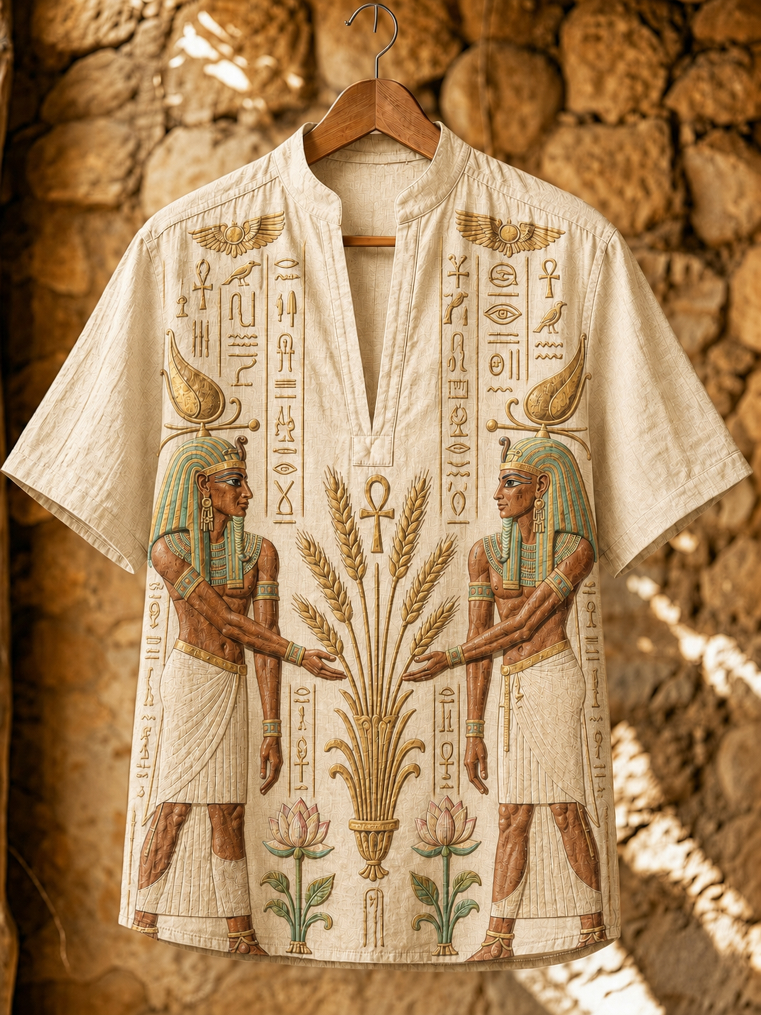 Men’s Ancient Egyptian Mythology Print Casual Shirt