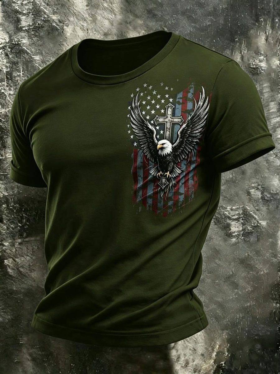 Men'S Retro America 250 National Flag Print Casual T Shirt