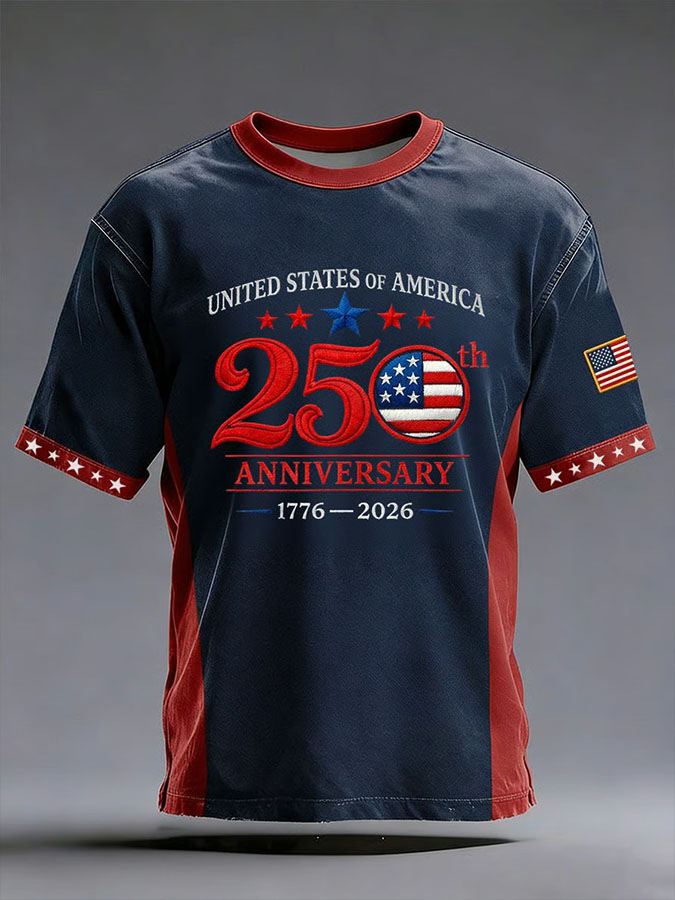 Men'S American Flag Commemorative 250Th Anniversary Classic Pattern Short Sleeve T-Shirt