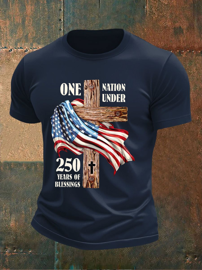 Men'S One Nation Under God 250 Years  T-Shirt