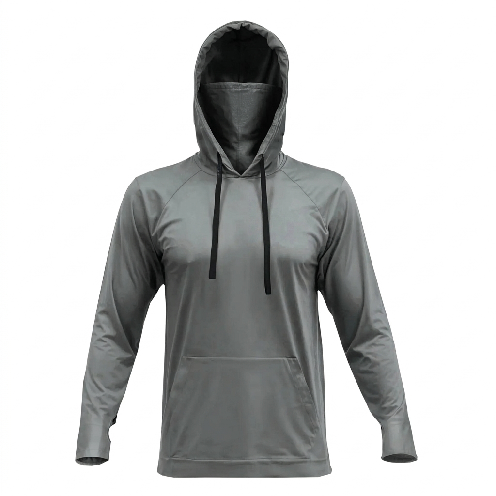 🔥Men's UPF 50 Hooded Long Sleeve Outdoor Shirt with Gaiter Lightweight Moisture Wicking Fishing & Construction Work Wear