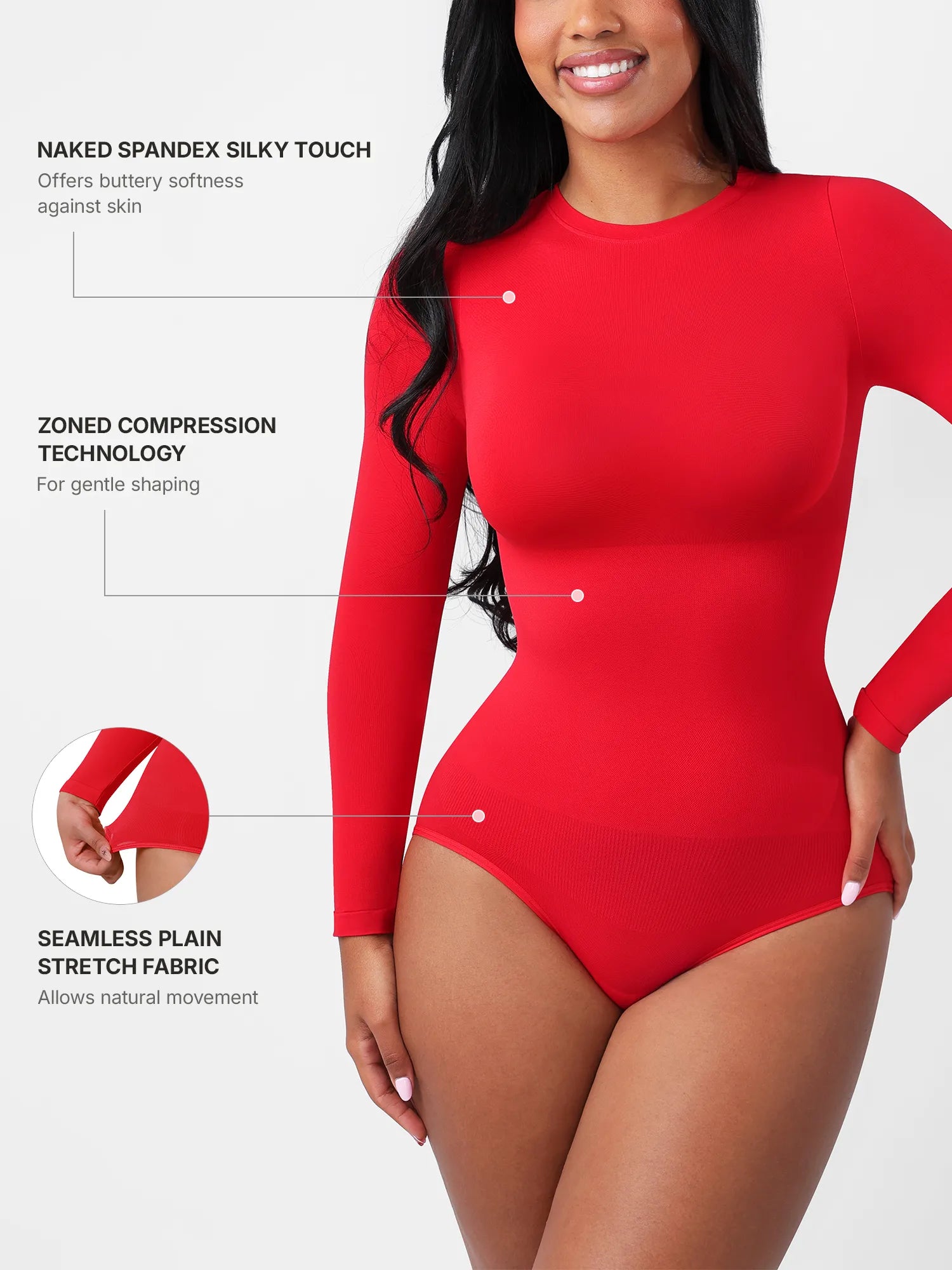 Feelingirl Seamless Ultra-Soft Crew Neck Bodysuit