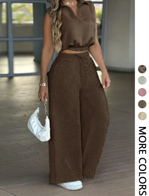 2-Piece Women's Casual Commuter Geometric Set