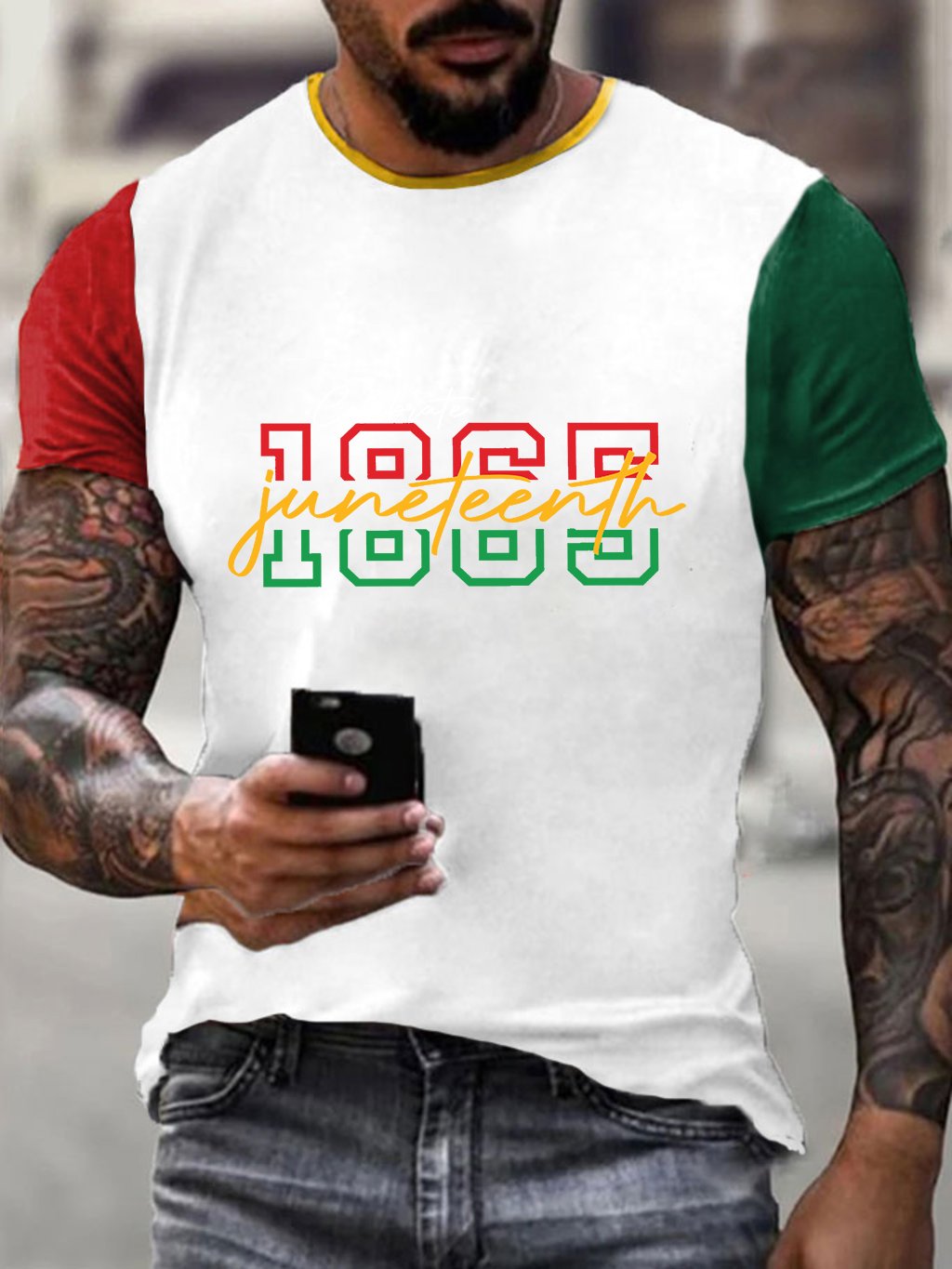Men's Black History1865 Juneteenth Print T-Shirt