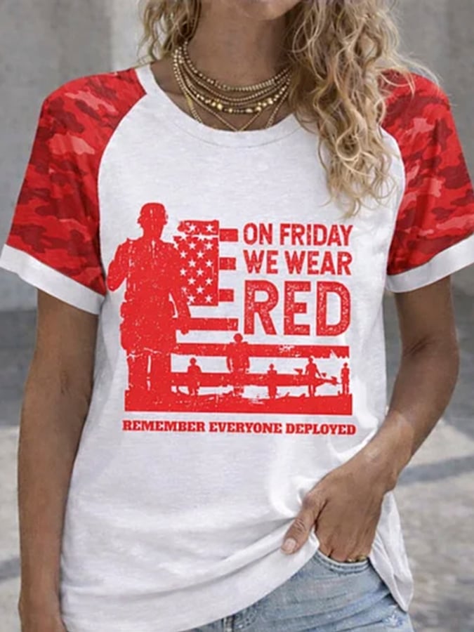 Women's Red Friday Print T-Shirt