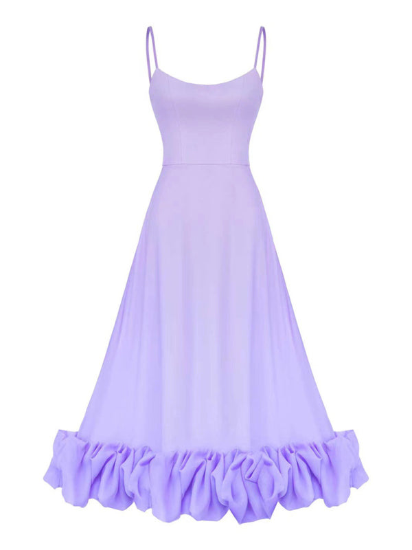 Style A-Line Skirt With Spaghetti Straps And Big Swing Three-Dimensional Flowers