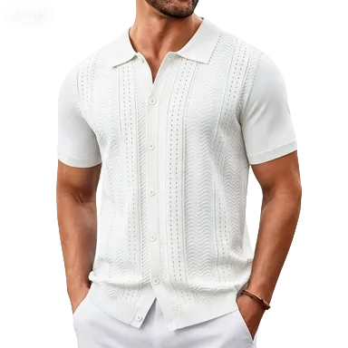Mens Knit Button Down Shirt