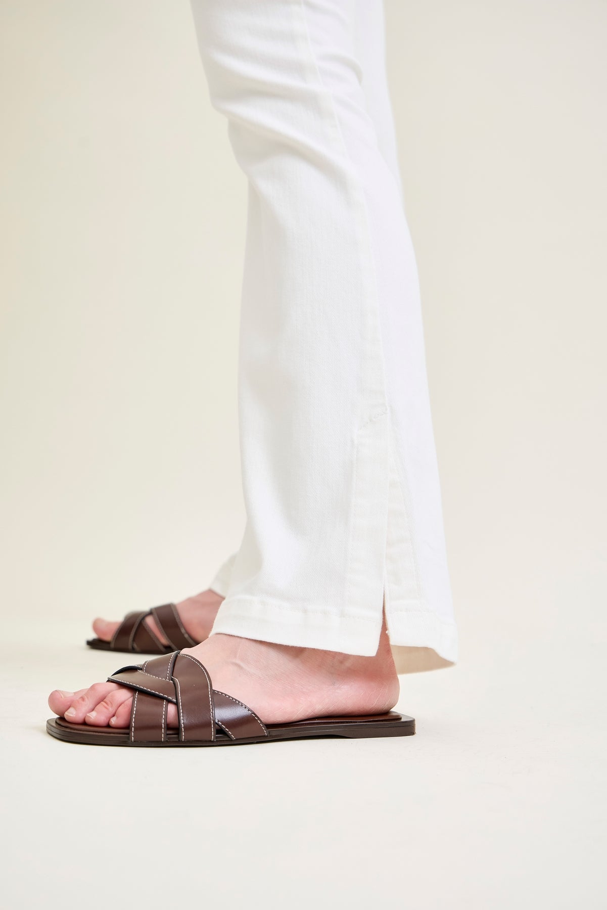 Lara White Slim Boot with Side Slit