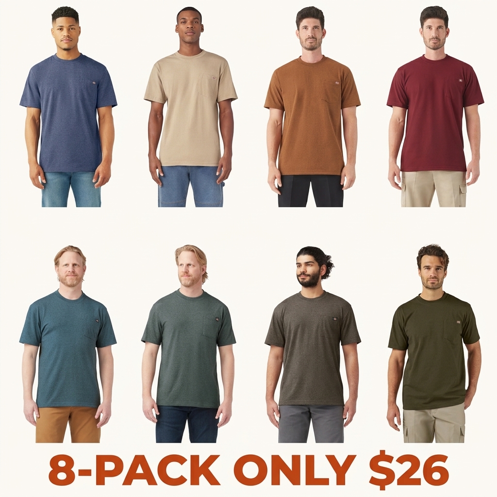 Men's Heavyweight Heathered Short Sleeve Pocket, Heavyweight Logo Graphic, Workwear Layering Style