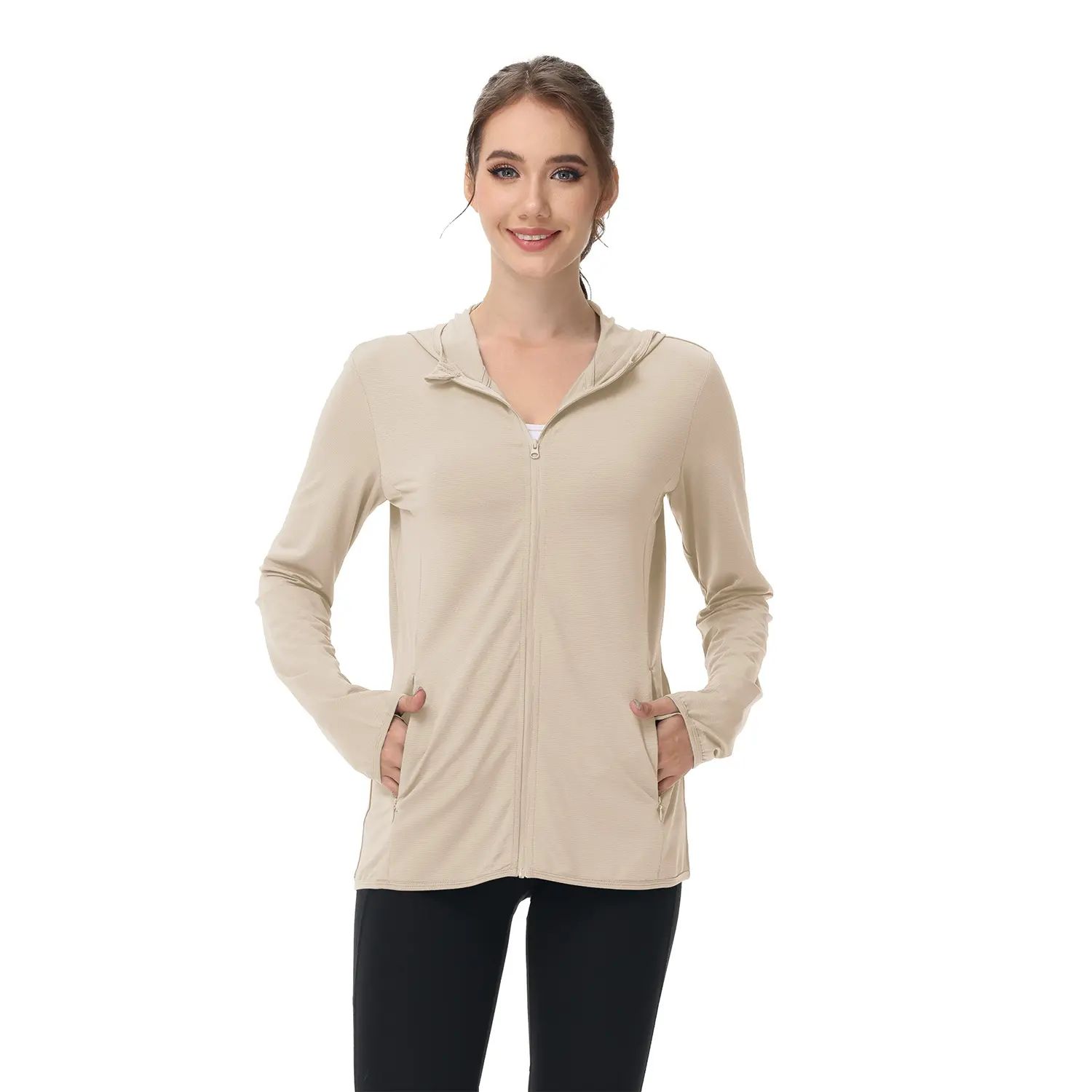 Women's Lightweight Long-Sleeved Sunscreen Hoodie Jacket - Full-Range Large Elastic