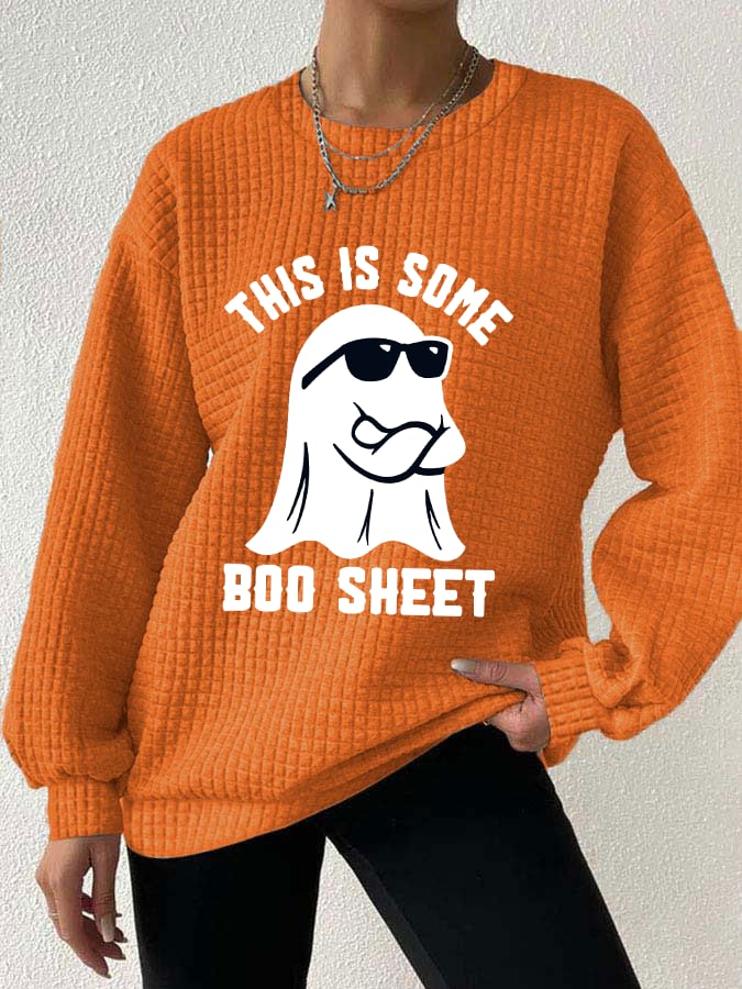 Women's Halloween This Is Some Boo Sheet Waffle Sweatshirt