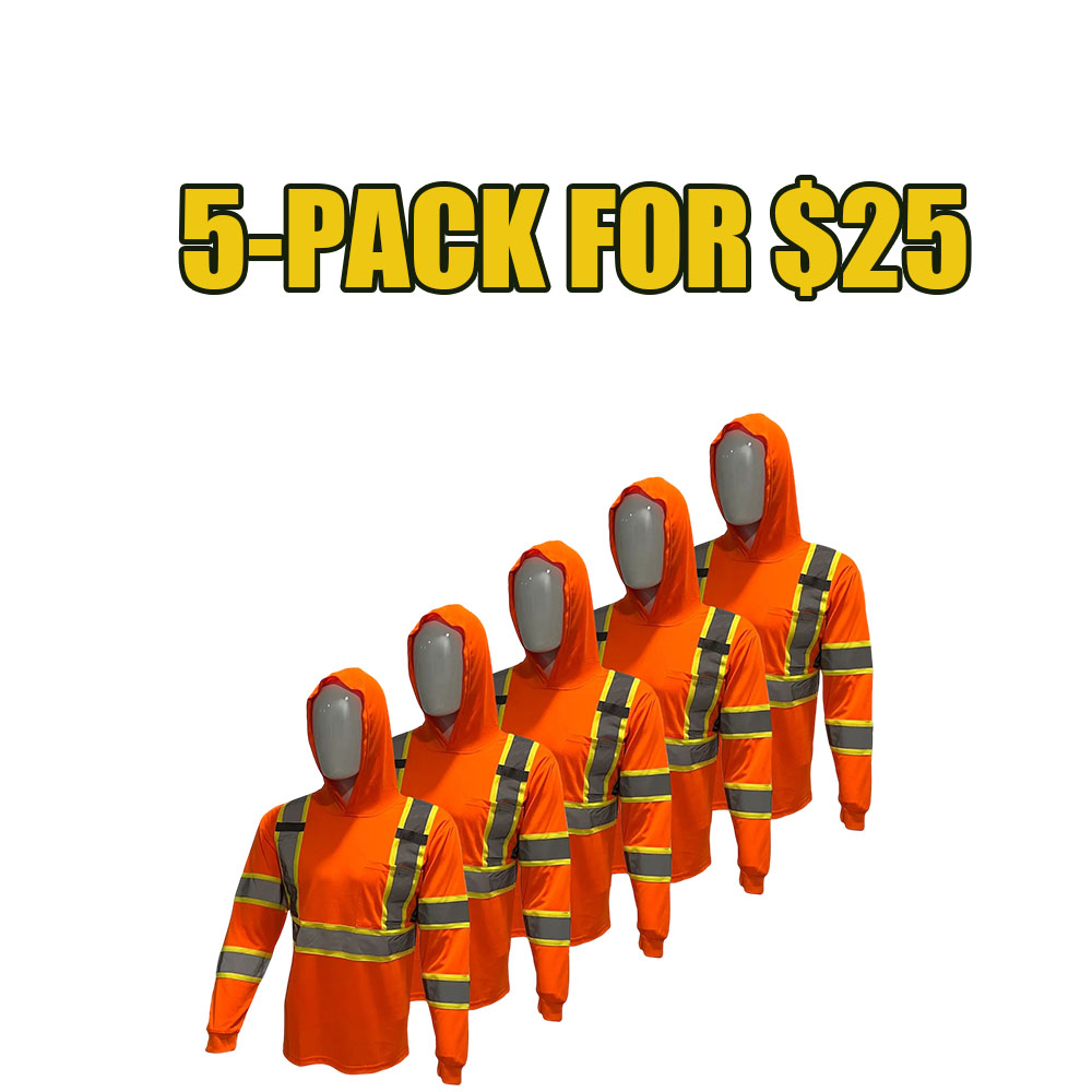 10-Pack High-Visibility Performance Hooded Safety Shirts