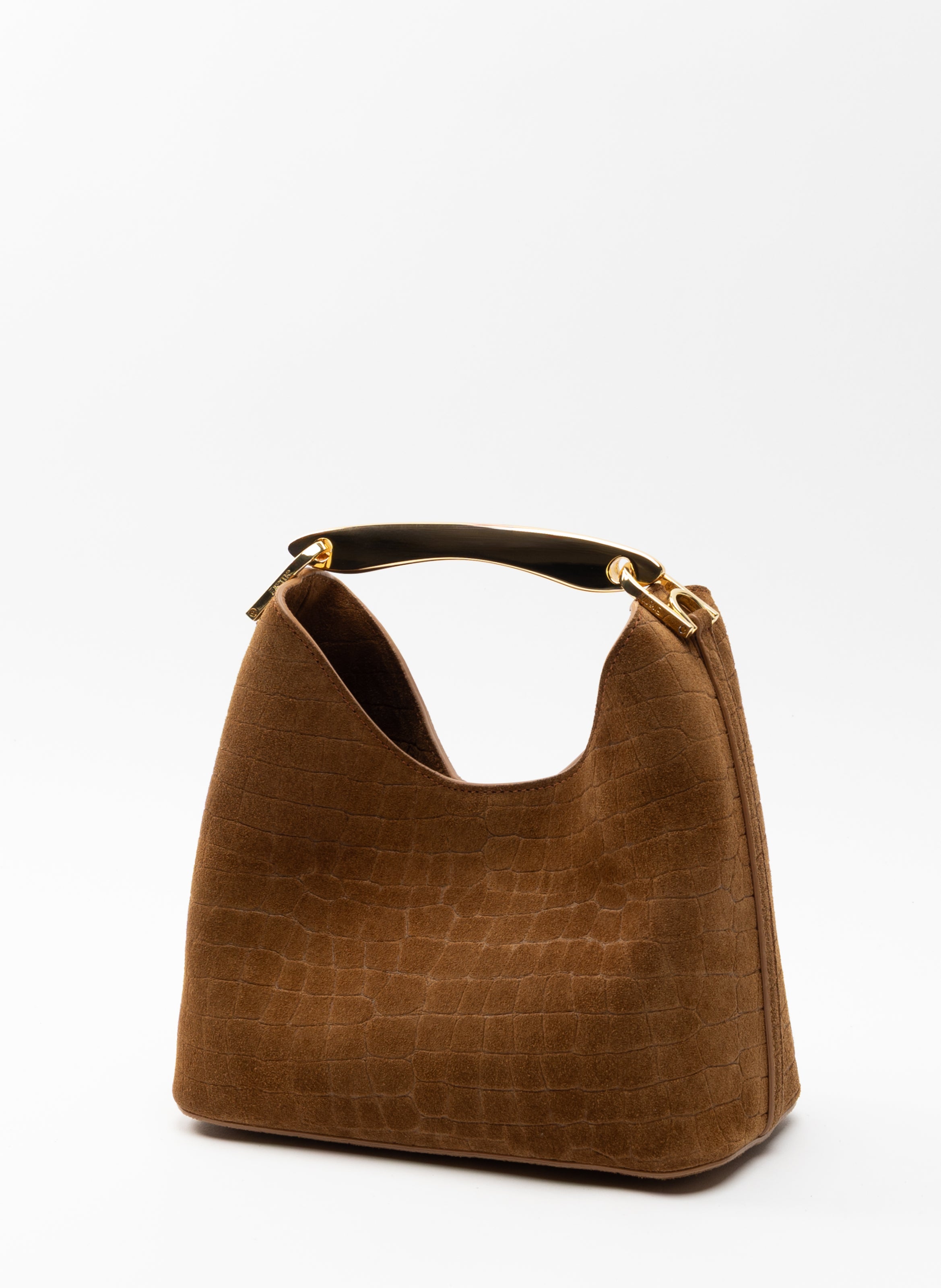 Small Boomerang Croco Suede Cognac Clearance Sale 85%OFF