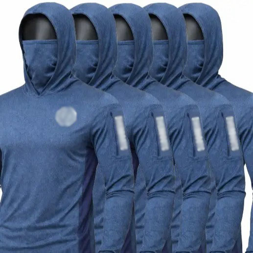 Men's UPF 50+ Sun Hoodie – Long Sleeve with Face Mask, Arm Pocket & Thumbholes, Lightweight Breathable Activewear