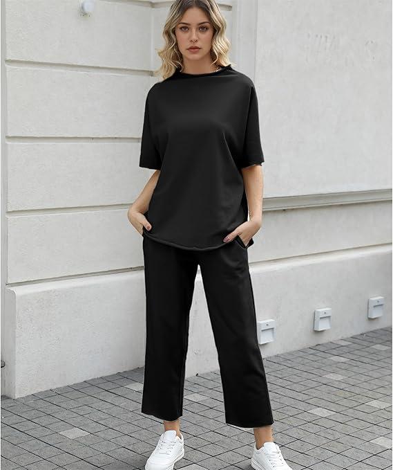 Women's Batwing Sleeve Capelet & Wide Leg Pants Lounge Set