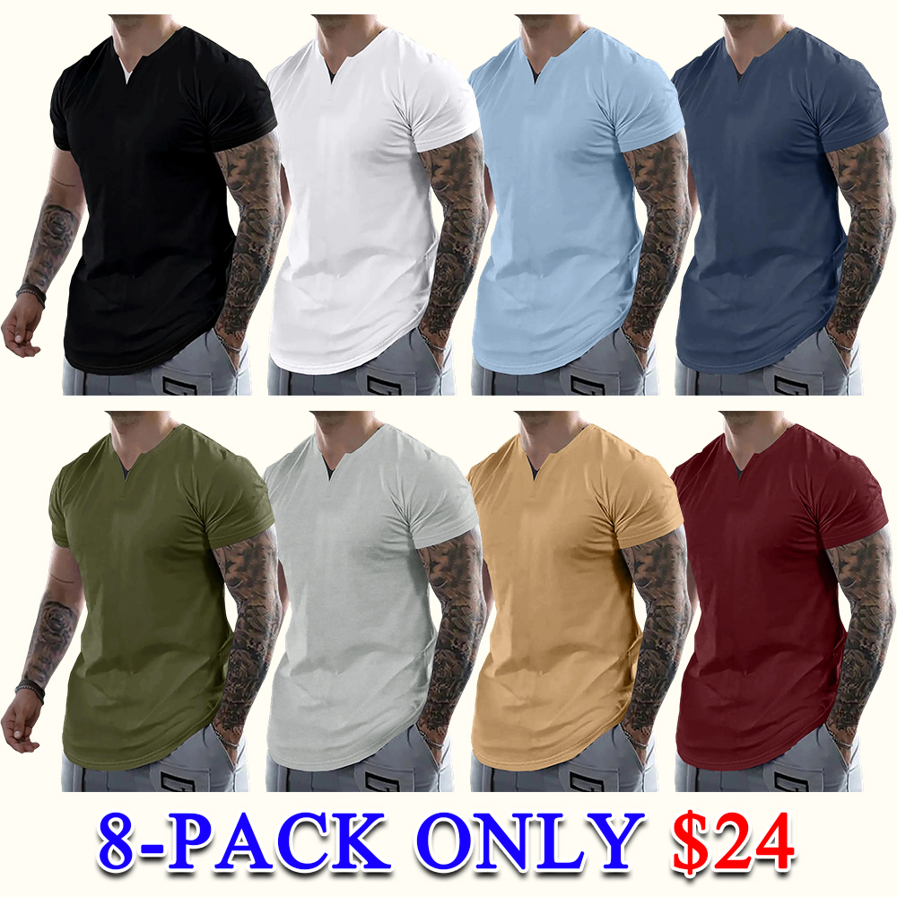 Men's Muscle Slim Fitted V-Neck T-Shirt Short Sleeve Soft Athletic Tee for Gym & Daily Wear