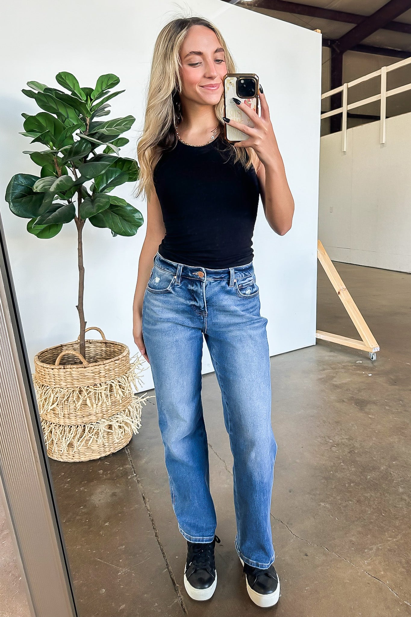 Tummy Control High Rise Ankle Straight Jeans