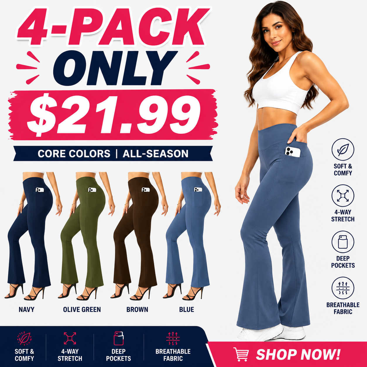Women's High-Waisted Flared Pants—Buttery-Soft Yoga & Fitness Leggings