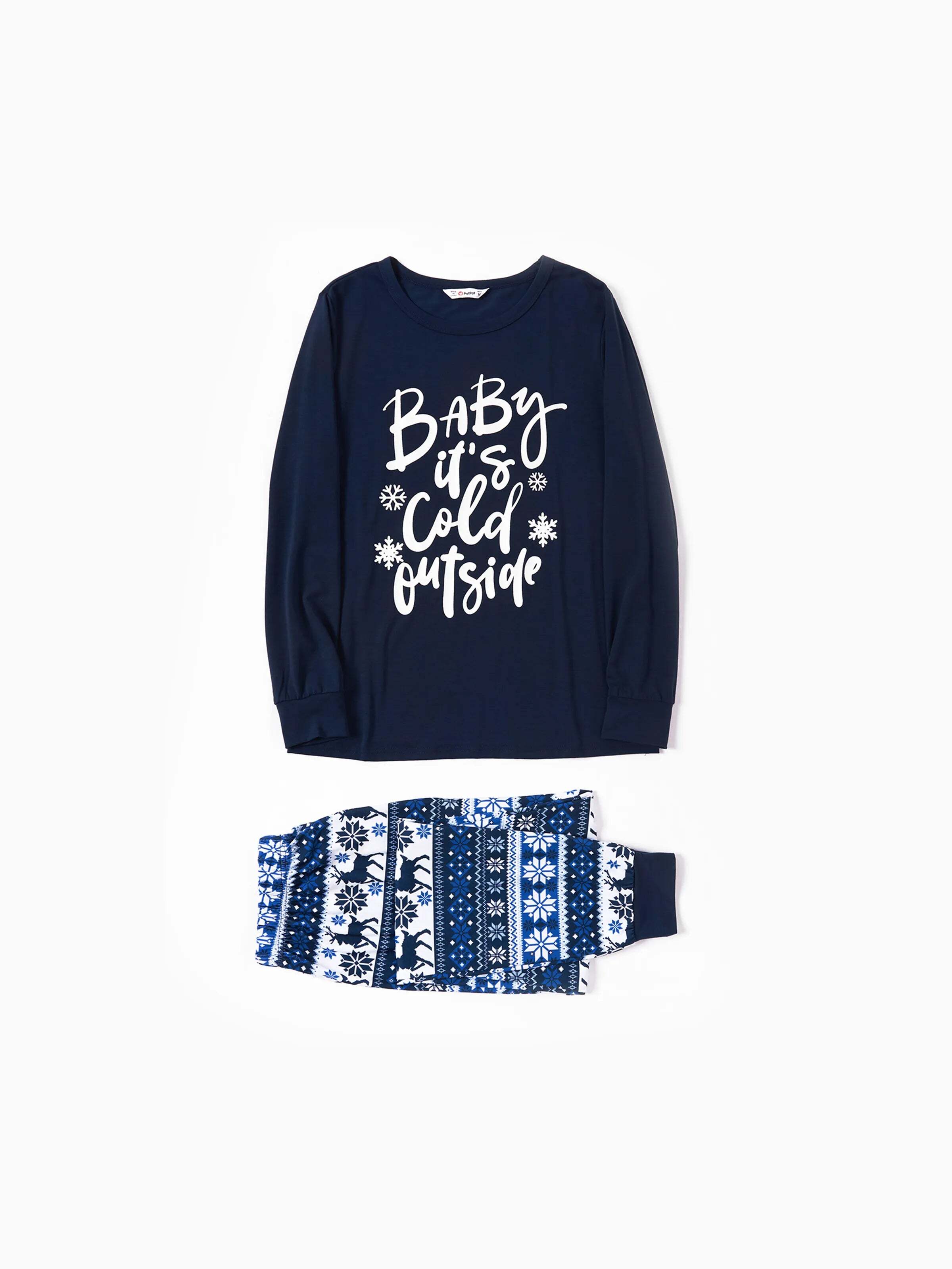 Mosaic Family Matching Letter Top Reindeer Pants Christmas Pajamas Sets with Christmas Socks Deep Blue
