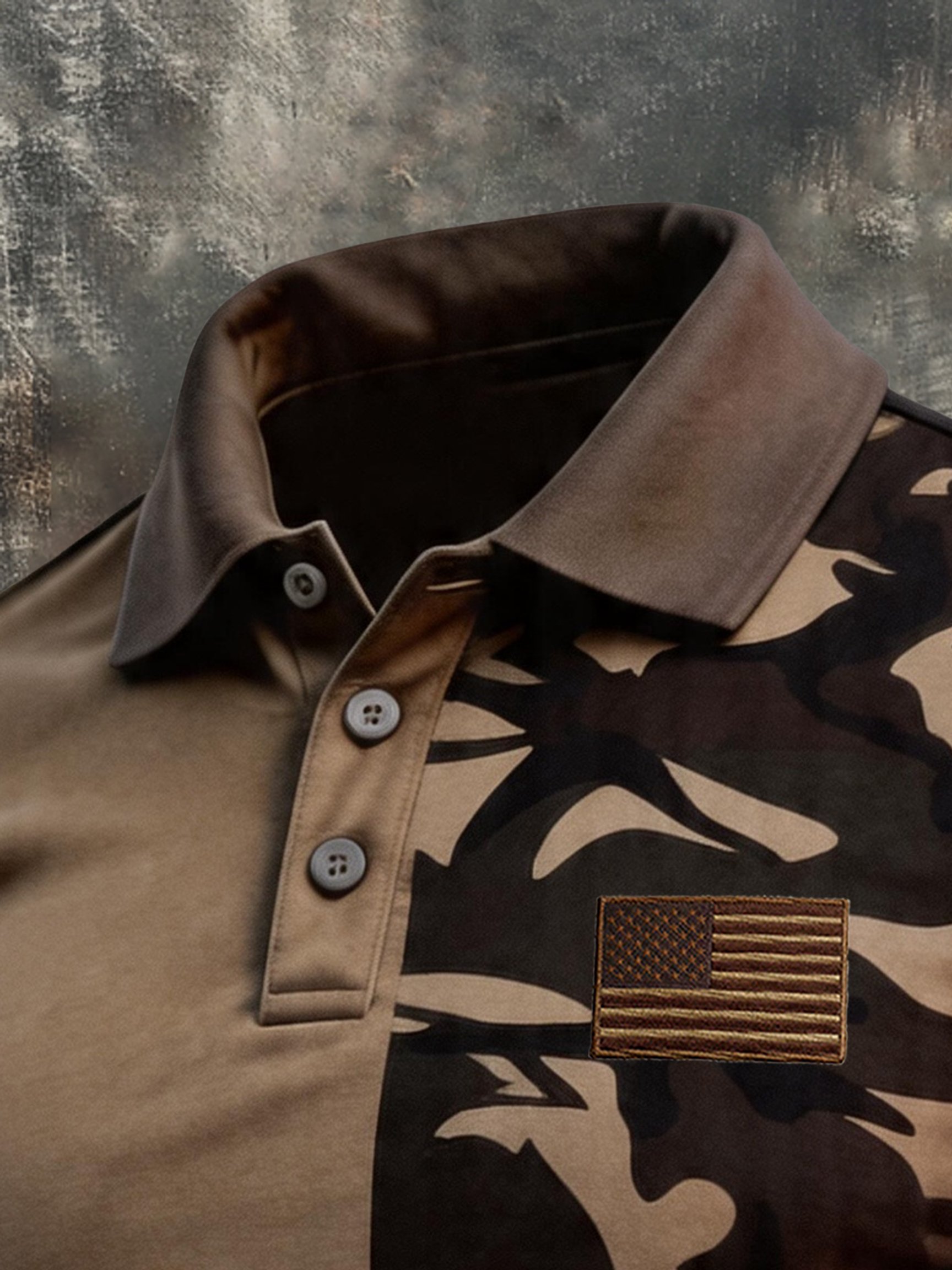 Men's Retro Patriotic Color-Block Short-Sleeve Polo Shirt