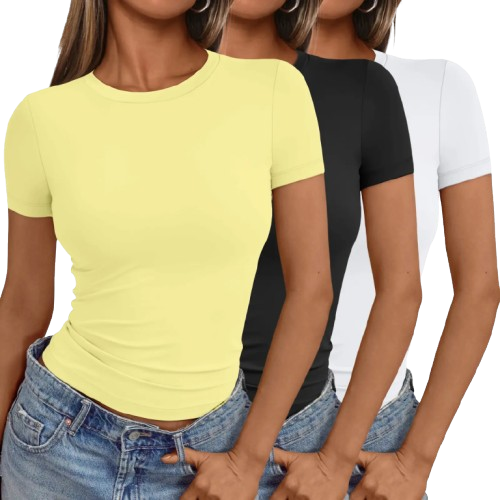 ⚡Women's 3-Piece Cropped Top Set – Slim-Fit Casual Style 🔥
