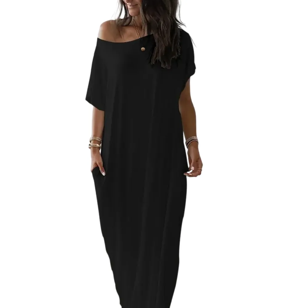 Women's Solid Color Batwing Sleeve Lounge Dress