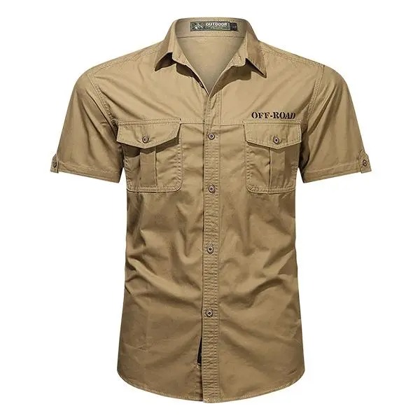 Men’s summer 100% cotton plaid short-sleeve shirt, breathable skin-friendly fabric