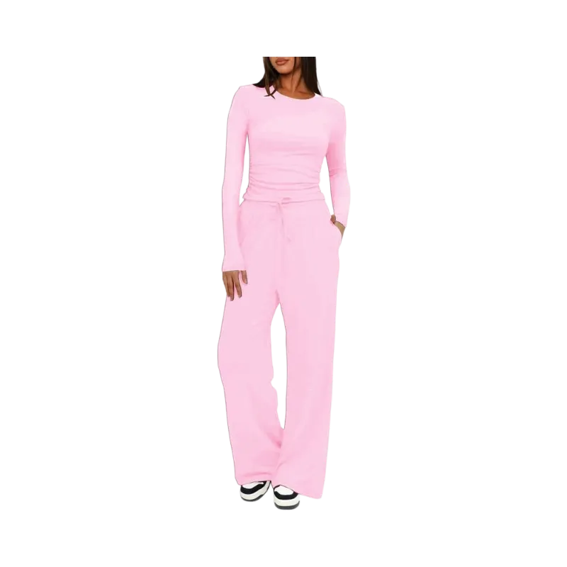 Women's Solid Ruched Drawstring Loungewear Set