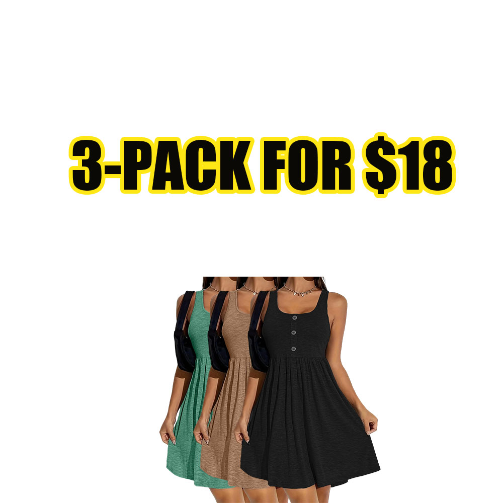 🌸 Women’s Everyday Scoop Neck A-Line Tank Dress – Soft Stretch Sleeveless Summer Dress-