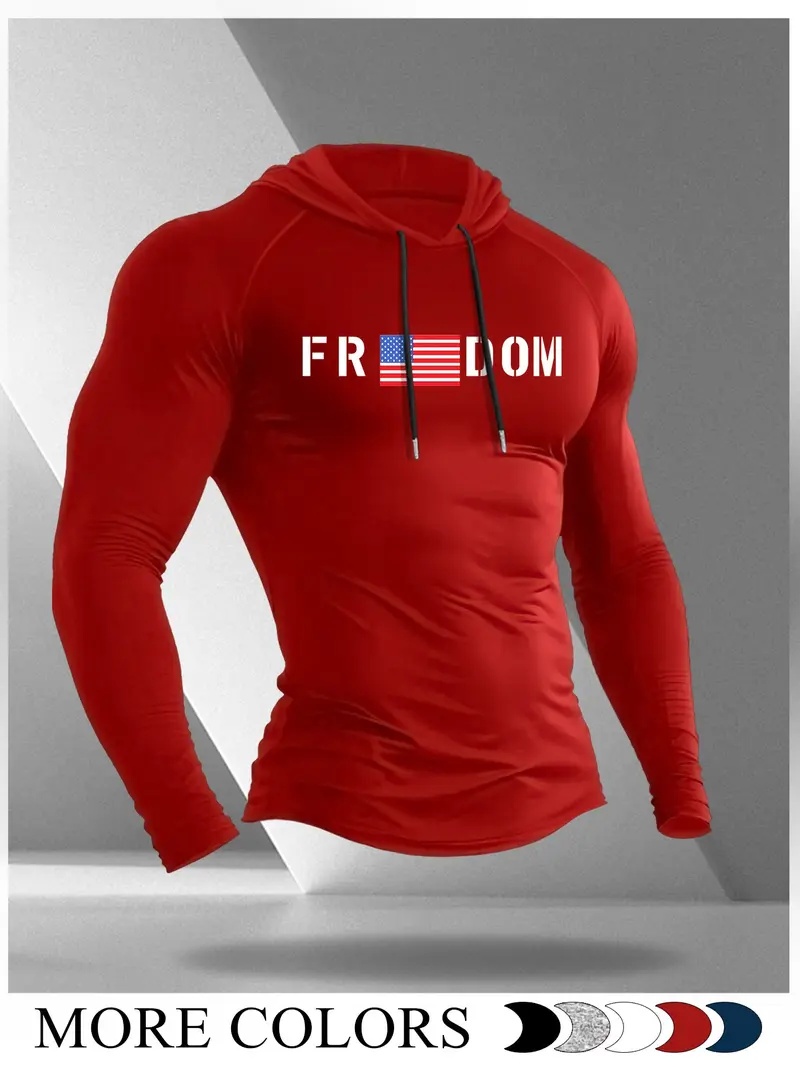 Men's Cartoon Print Long Sleeve Hooded T-Shirt
