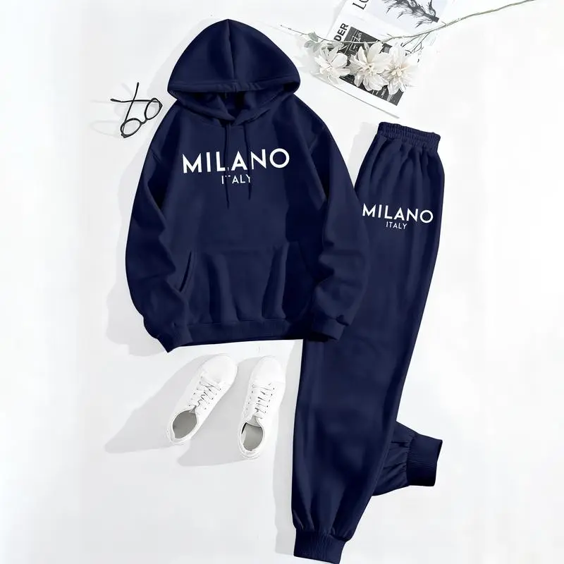 Women’s Printed Hoodie & Drawstring Sweatpants Set