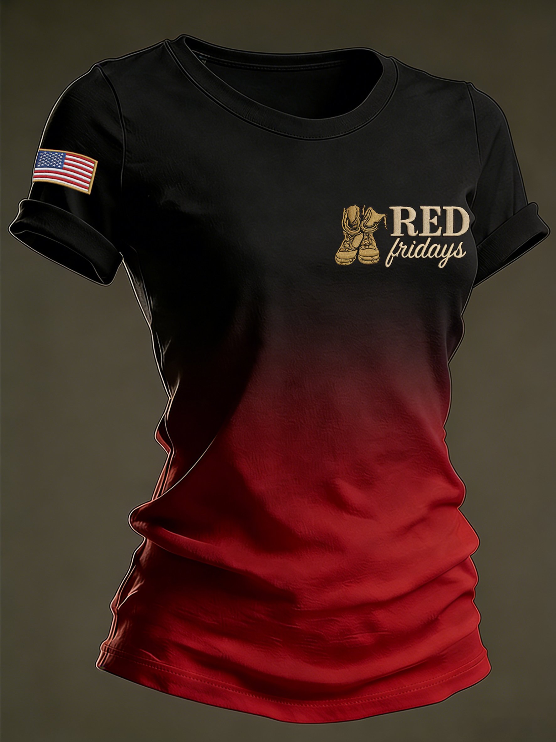 Women's Casual Red Friday Print Short-Sleeve T-Shirt