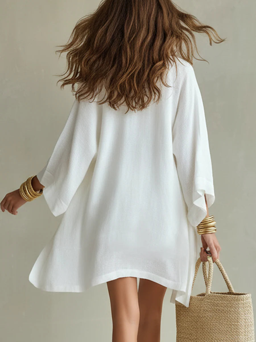 Loose Cardigan And Drawstring Shorts Three-piece Set