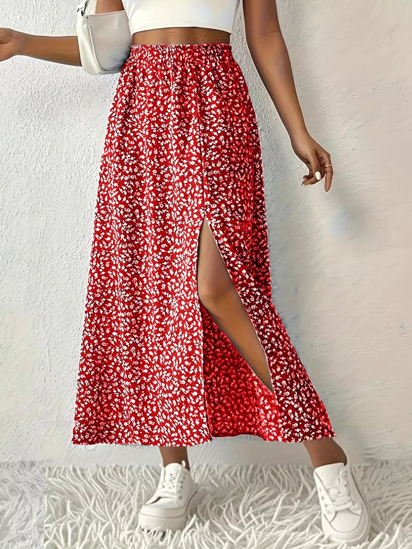Slit Printed Skirt