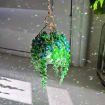 May Promotion-Mini White Pot Beaded Plant Suncatcher with Gold Chain Hanger - Longer Strands