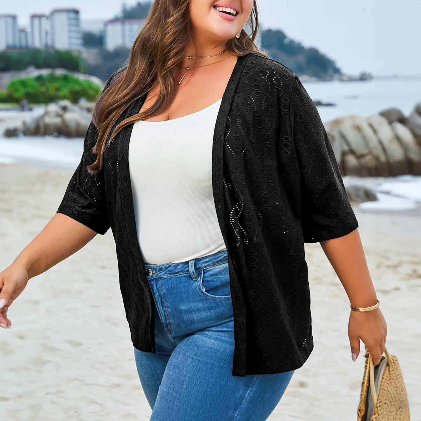 Everyday Lightweight Open-Front Cardigan
