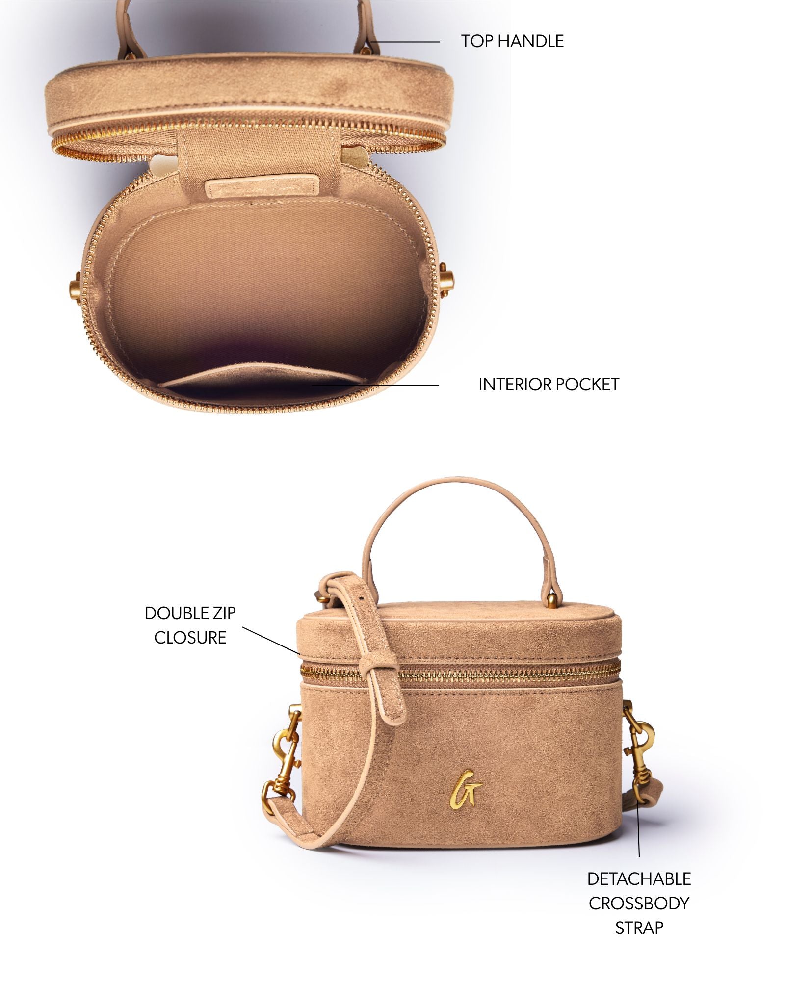 MINI SUEDE VANITY BAG - TAN