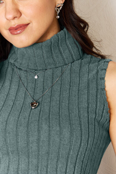 Think It Over Ribbed Turtleneck Tank (multiple color options)